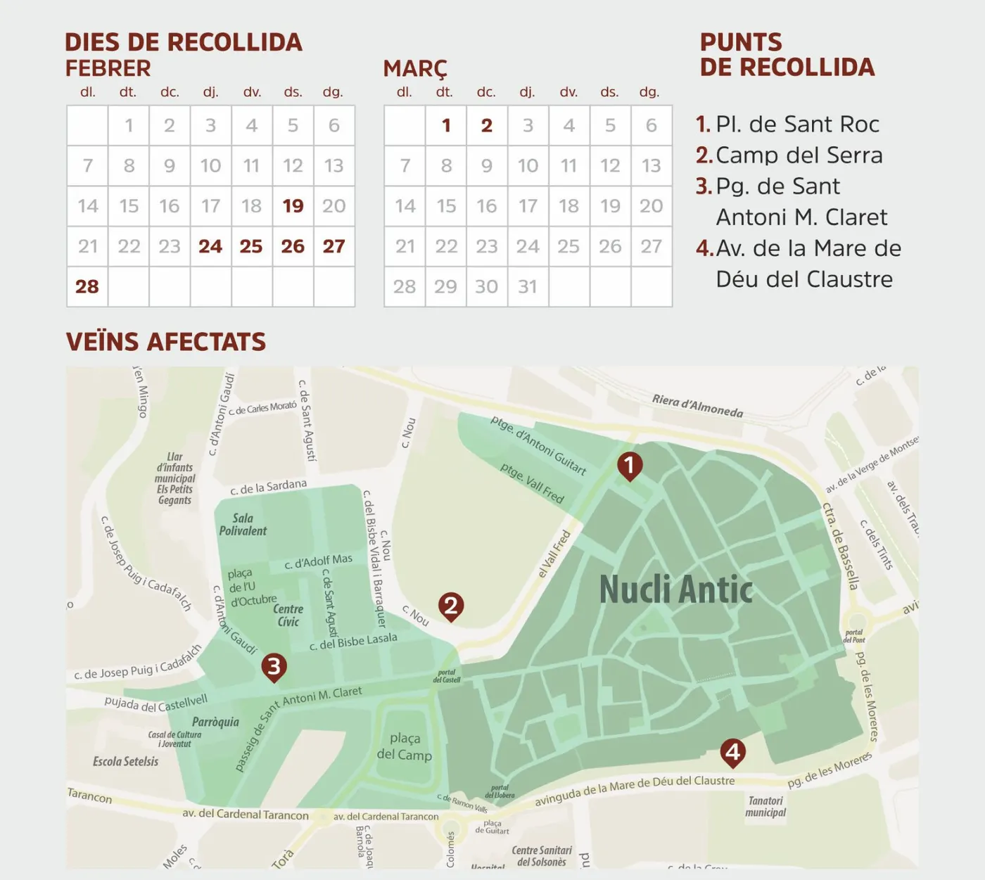 El porta a porta se substituirà per punts de recollida a les zones més cèntriques durant el Carnaval