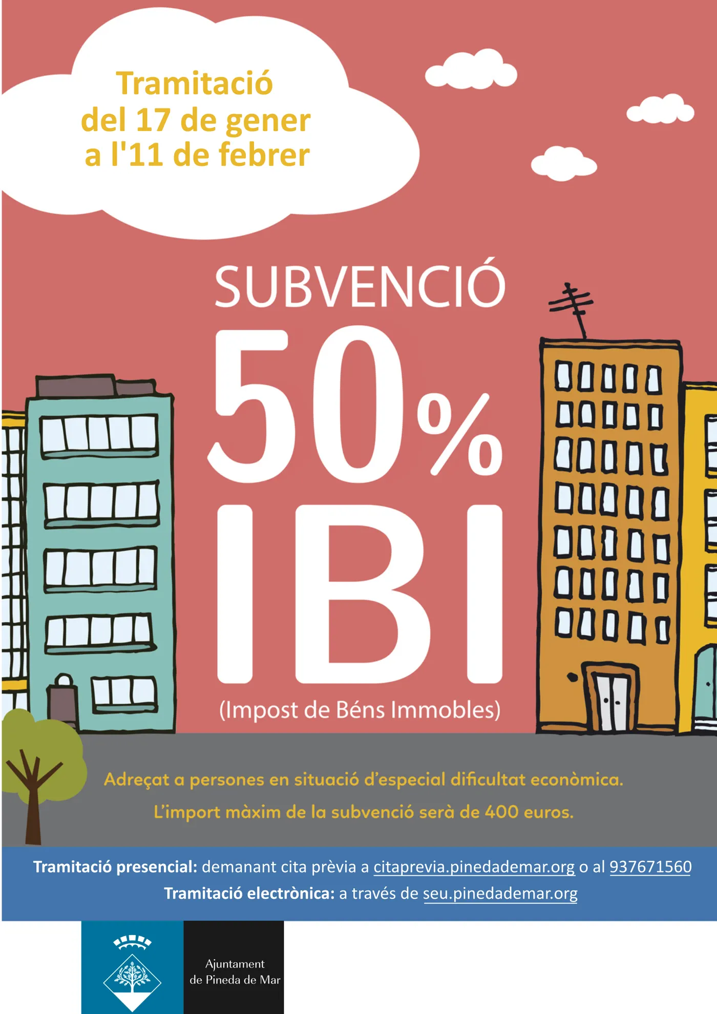 Fins l'11 de febrer es obert el termini per la subvenció de fins el 50% de l'IBI a Pineda