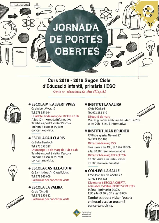 Arrenquen les jornades de portes obertes dels centres educatius de la Seu