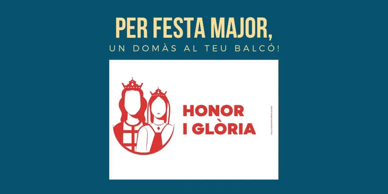 La colla gegantera anima a col·loca el domàs a balcons i finestres