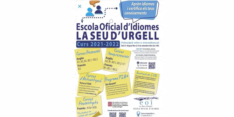 Oberta la preinscripció pel nou curs de l'EOI de la Seu d'Urgell