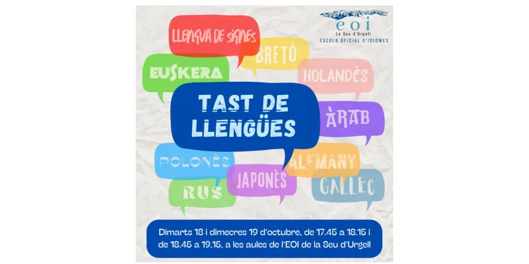 L'EOI de la Seu d'Urgell reprèn el seu 'Tast de Llengües'