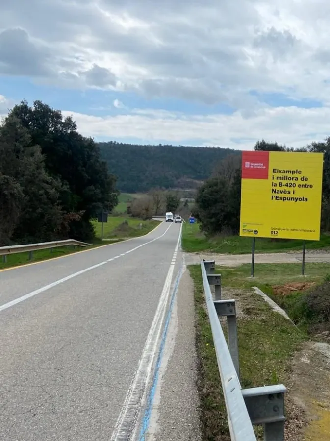 Comencen les obres de condicionament de la carretera B-420 entre Navès i l'Espunyola