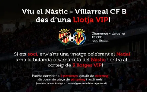 El Nàstic sorteja tres llotges VIP per al partit contra el Villareal