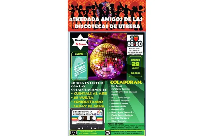 El grupo ‘Amig@s de las discotecas de Utrera’ presenta en COPE Utrera (98.1 FM) su cuarta quedada solidaria