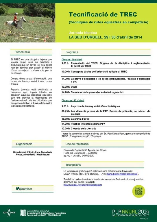 L'Escola de Capacitació Agrària de Bellestar acull una jornada sobre tècniques de rutes eqüestres