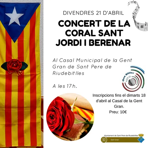 Concert de la CORAL SANT JORDI del divendres 21 d’abril, amb el corresponent berenar.
