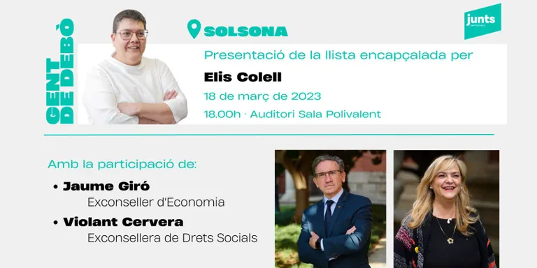 Junts per Solsona revelarà demà les persones que acompanyaran Elis Colell a la candidatura