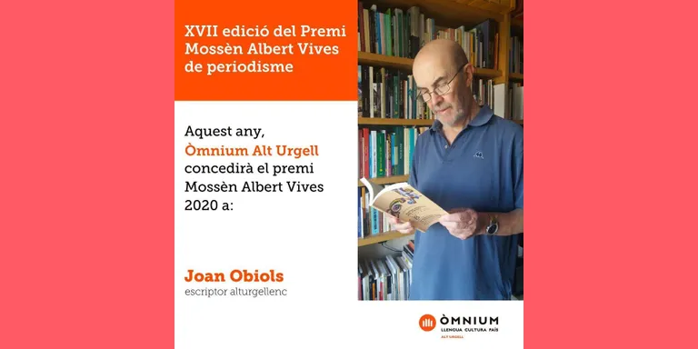 Joan Obiols, Premi Mossèn Albert Vives de Periodisme 2020