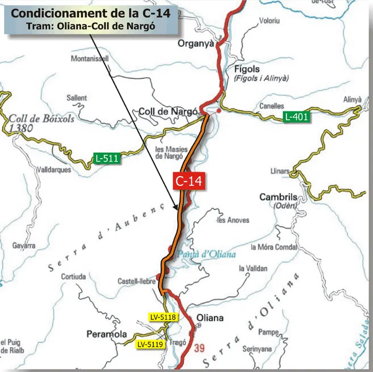 El tram de Tresponts, el més perillós de les carreteres de l'Alt Pirineu