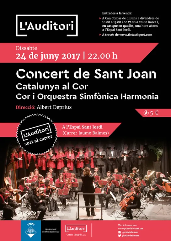 Catalunya al cor, gran concert de Sant Joan a Pineda amb el Cor i Orquestra Harmonia