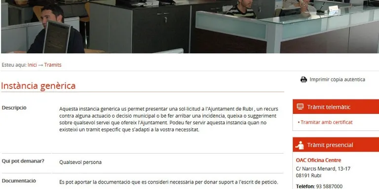 Els rubinencs ja poden presentar les seves instàncies per internet