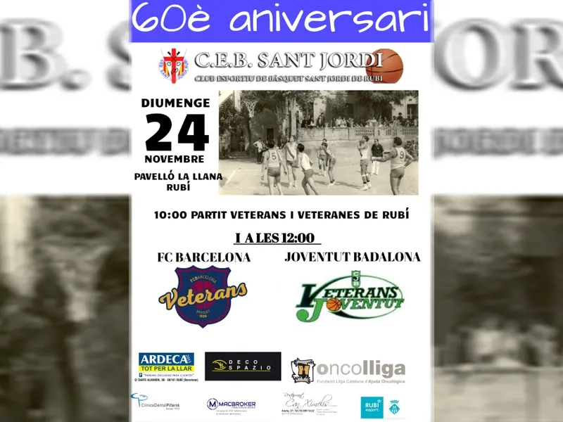 El cartell de la celebració de diumenge a La Llana pels 60 anys del CEB Sant Jordi