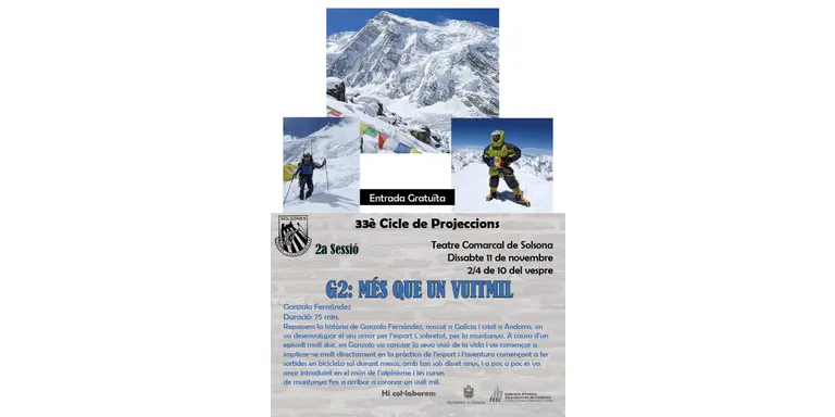 Aquest dissabte, el Teatre Comarcal acollirà el 33è Cicle de Projeccions amb la cinta "G2: Més que un vuitmil"