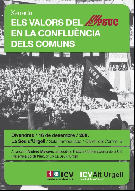ICV organitza a la Seu una xerrada d'Andreu Mayayo