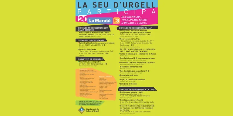 Una vintena d'actes a la Seu per la Marató de TV3