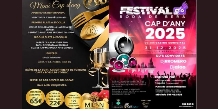 Les entrades pel sopar i pel festival de Cap d'Any de Roda de Berà ja són a la venda