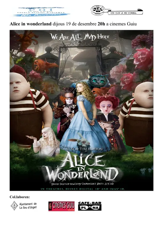 El Cineclub de la Seu projecta la pel.lícula 'Alice in Wonderland', de Tim Burton