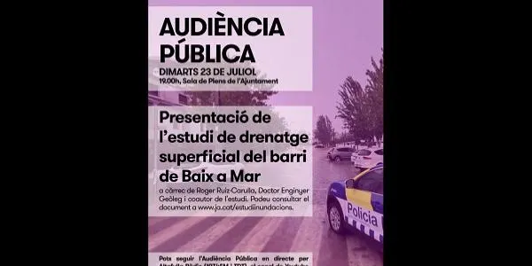 L'estudi de drenatge per prevenir les inundacions a Baix a Mar es presenta en Audiència Pública a l'Ajuntament d'Altafulla