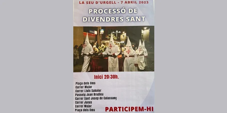 Processó del Sant Enterrament, aquest divendres al vespre a la Seu d'Urgell