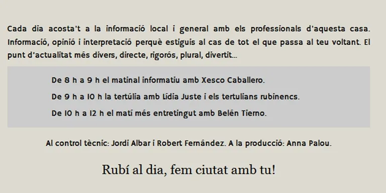 Ràdio Rubí enceta la temporada posant ‘Rubí al dia’