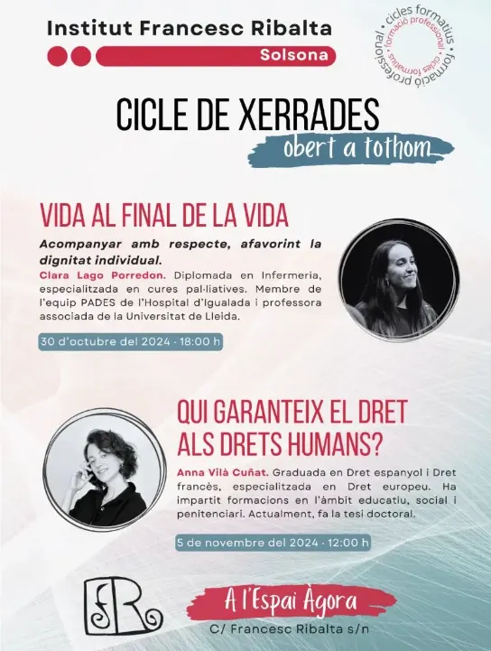 L'Institut Francesc Ribalta impulsa un cicle de xerrades de caràcter social obertes a tothom