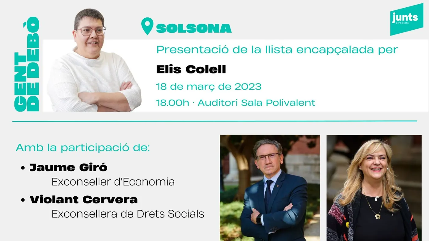 <strong>Junts per Solsona revelarà demà les persones que acompanyaran Elis Colell a la candidatura</strong>
