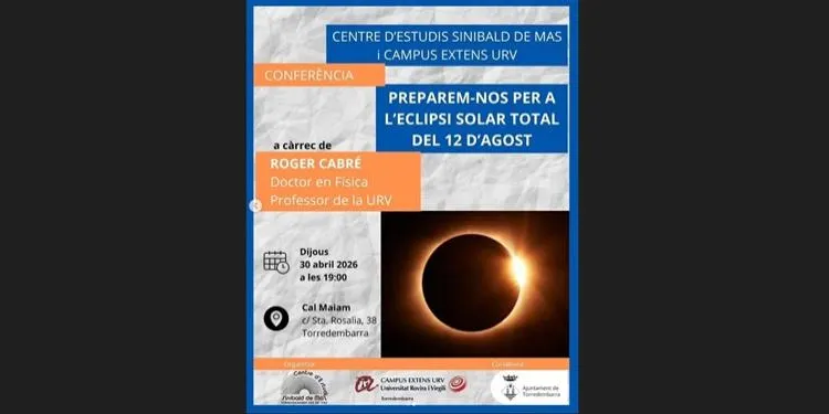 El Centre d’Estudis Sinibald de Mas de Torredembarra ofereix una conferència de preparació per a l’eclipsi, aquest dijous