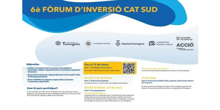 Obertes les inscripcions per a la presentació de projectes emprenedors al 6è Fòrum d’Inversió CAT SUD