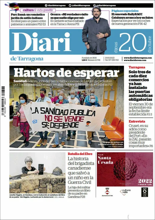 T'expliquem les portades dels diaris del territori d'aquest 20 d'octubre