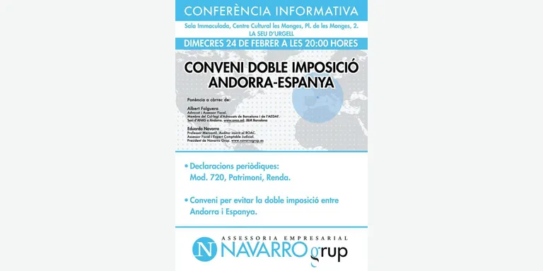Xerrada a la Seu sobre el conveni per evitar la doble imposició Andorra-Espanya
