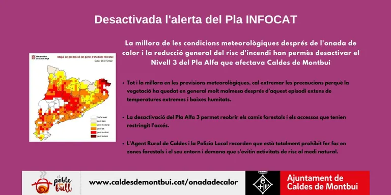 Caldes manté la vigilància intensiva dels punts amb més risc d'incendi forestal