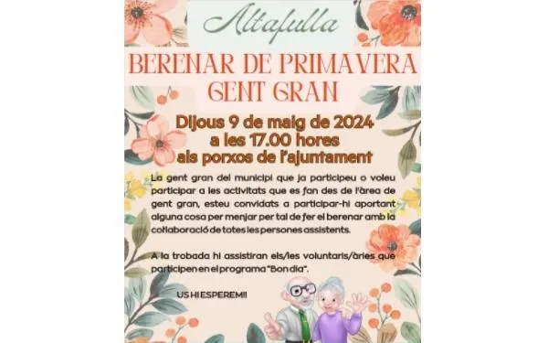 La gent gran d’Altafulla dona la benvinguda a la primavera amb un berenar de germanor
