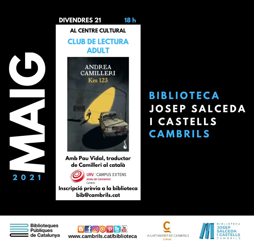 El club de lectura de la Biblioteca de Cambrils comentarà el llibre “Km 123” d’Andrea Camillieri