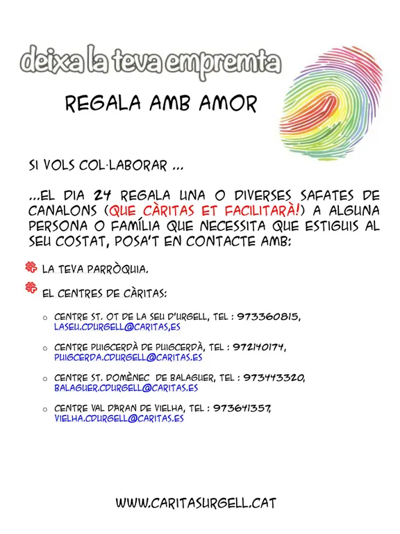 Campanya de Càritas d'Urgell per regalar canelons la vigília de Nadal