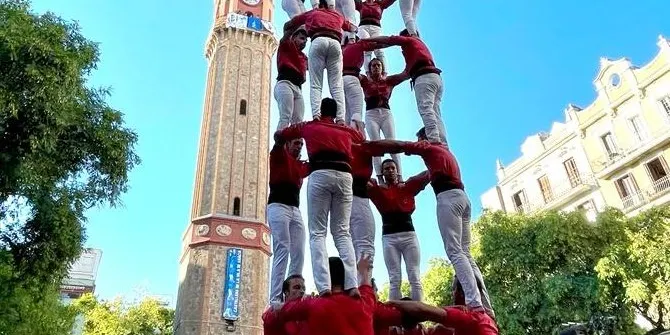 El 5de8 i el pde7f, castells més destacats de la Joves de Valls a Gràcia