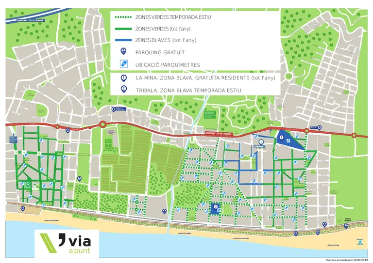 Noves zones verdes d'aparcament per a residents al Carme i a Poblenou
