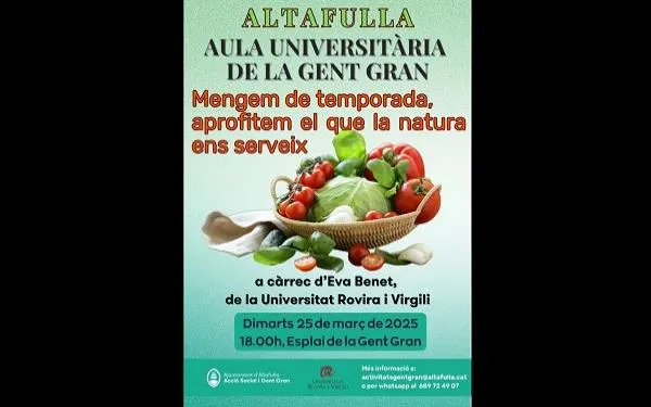 La gent gran d’Altafulla es forma sobre com menjar de manera saludable i segons l’època de l’any