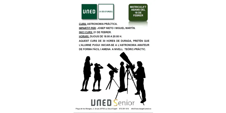 La UNED Sènior oferta a la Seu un curs d'astronomia pràctica