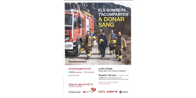 La Seu se suma un any més a la campanya 'Els Bombers t'acompanyen a donar sang'