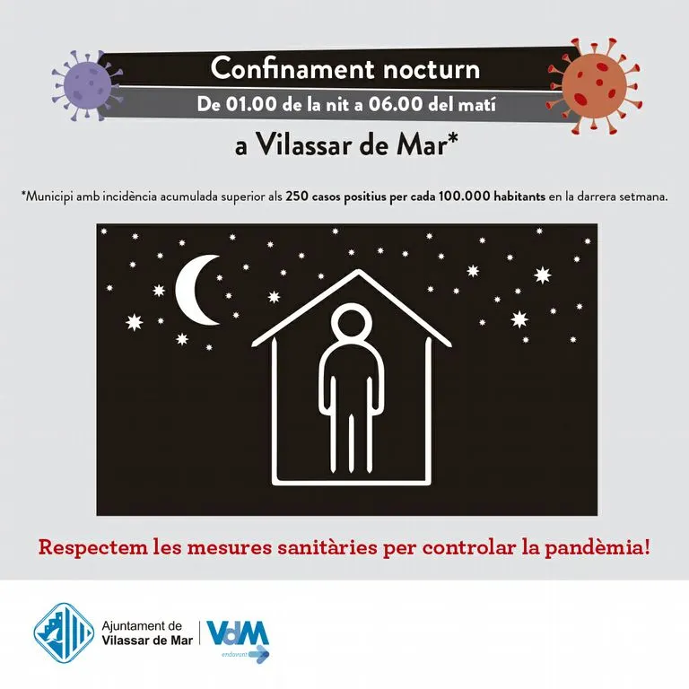 Vilassar de Mar, entre els municipis on es prorroga el confinament nocturn fins al 20 d’agost