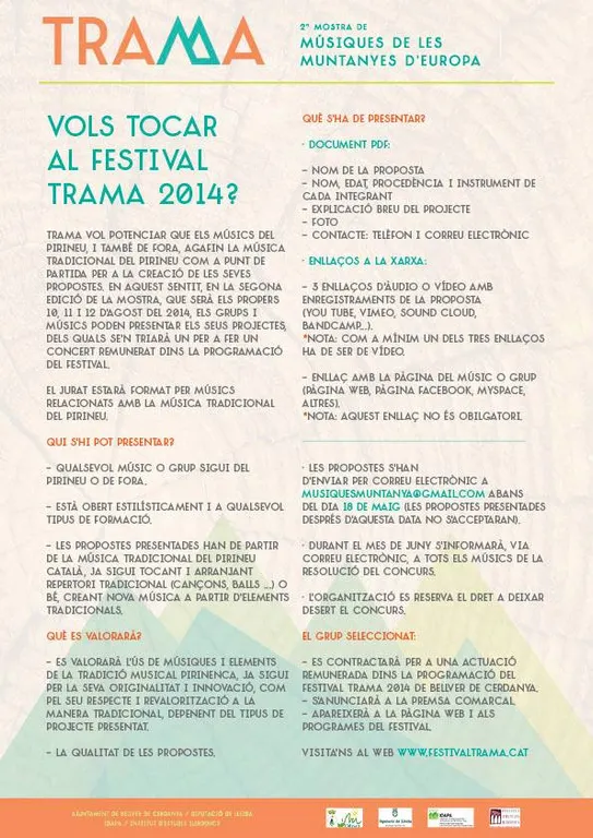 Obert un concurs per actuar a la 2a Mostra de Música de les Muntanyes d'Europa