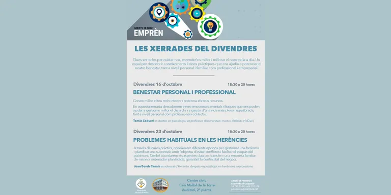 L’àrea de Promoció Econòmica porta “Les xerrades del divendres” per millorar el benestar personal, familiar i professional