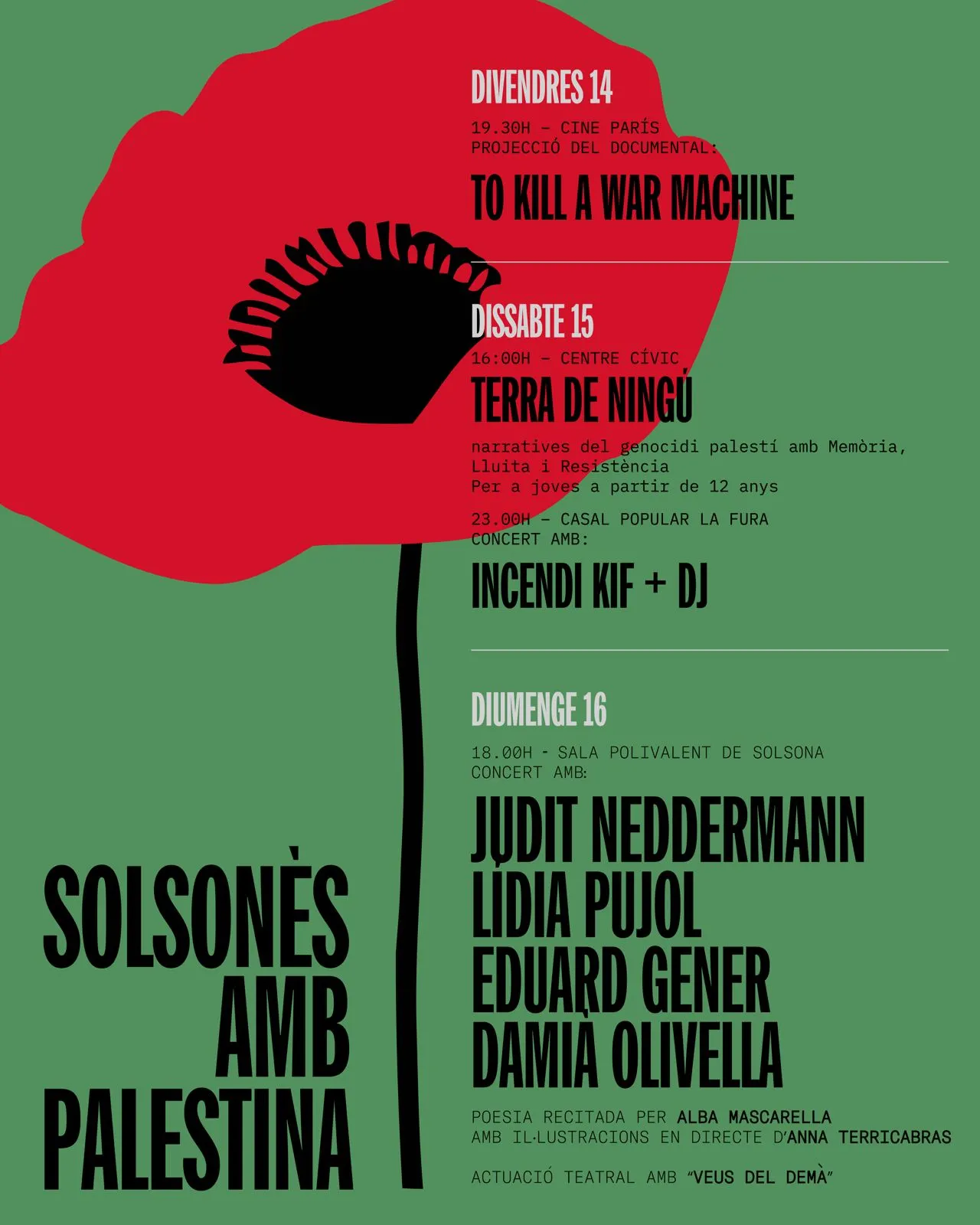 Organitzen un cap de setmana de cultura, música i solidaritat del Solsonès amb Palestina