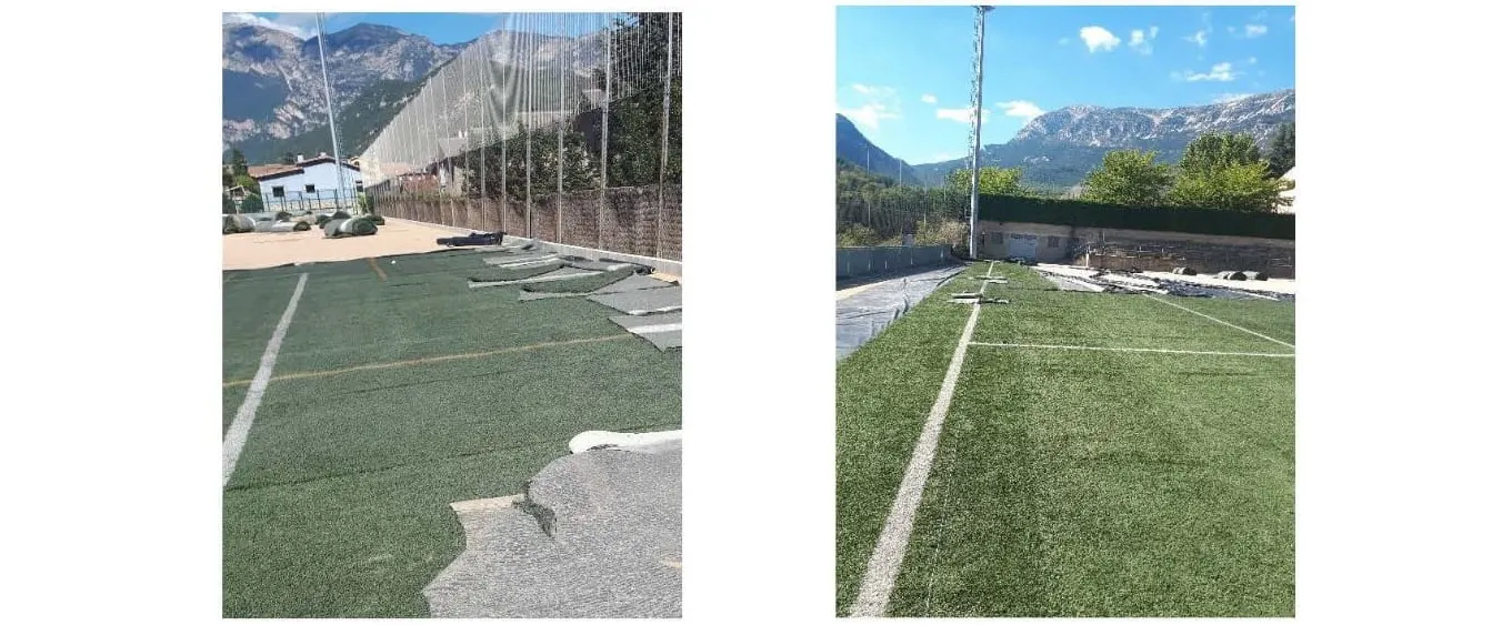 Sant Llorenç comença a col·locar gespa artificial al camp de futbol