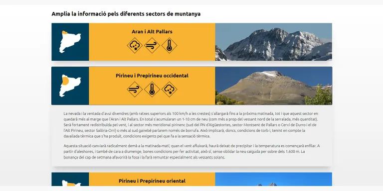 El Servei Meteorològic de Catalunya amplia els continguts de MeteoMuntanya