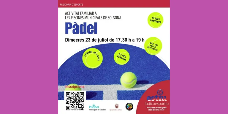 L'activitat familiar de pàdel a les piscines municipals de Solsona es farà dimecres vinent