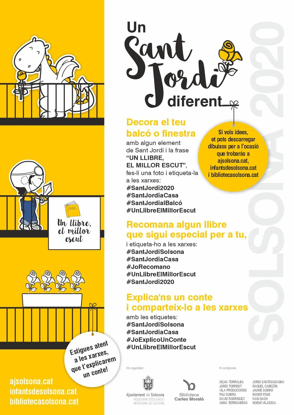 Solsona proposa celebrar Sant Jordi decorant balcons i finestres i amb recomanacions lectores a les xarxes socials