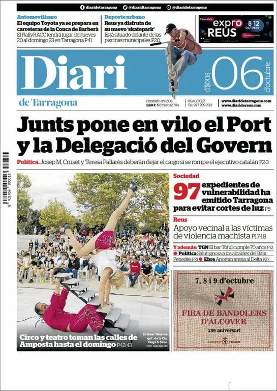 T'expliquem les portades dels diaris del territori d'aquest 6 d'octubre