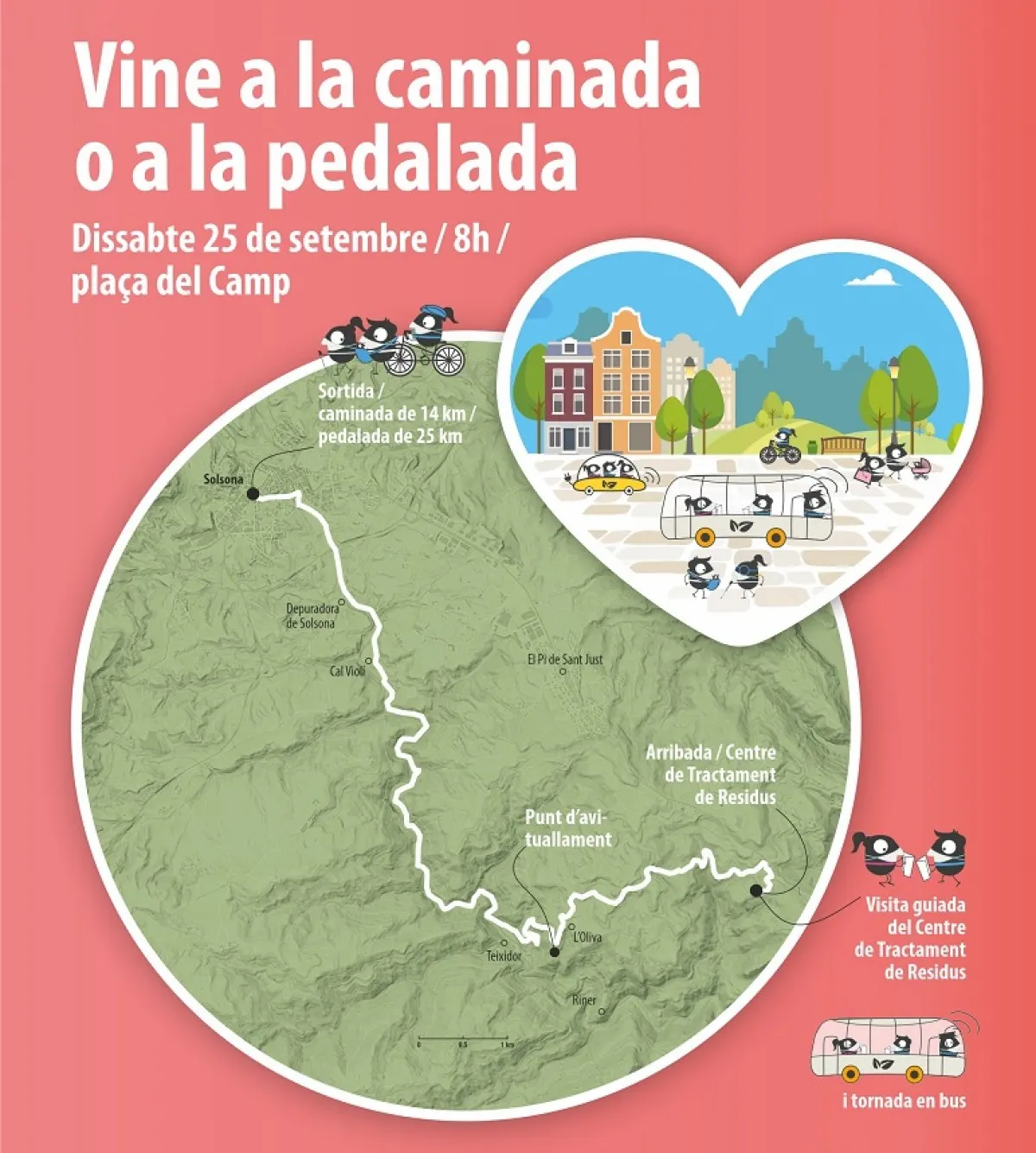 El Solsonès s'adhereix a la Setmana Europea de la Mobilitat amb una caminada i pedalada a l'abocador